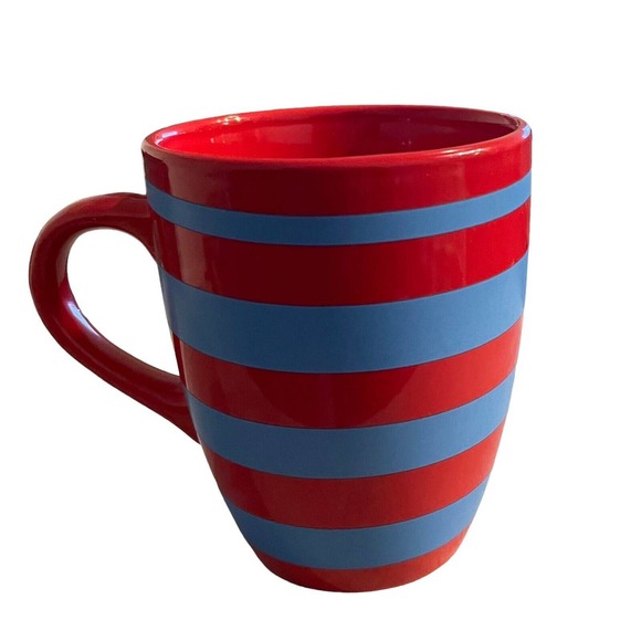 Dr. Seuss Cat In The Hat Mug 12oz Red/Blue Stripes &Metal Cat In The Hat Stirrer - Picture 7 of 13
